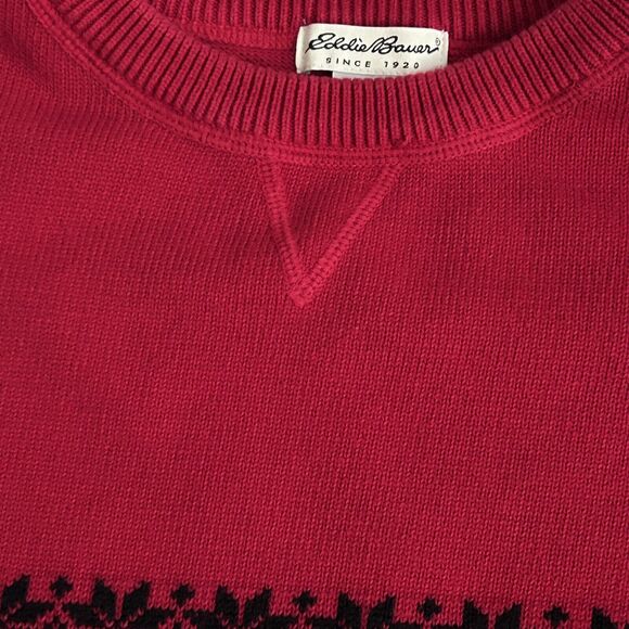 Vintage Eddie Bauer Sweater Mens 2 XL Christmas Red/Black Heavy Japan Dadcore - Picture 9 of 16